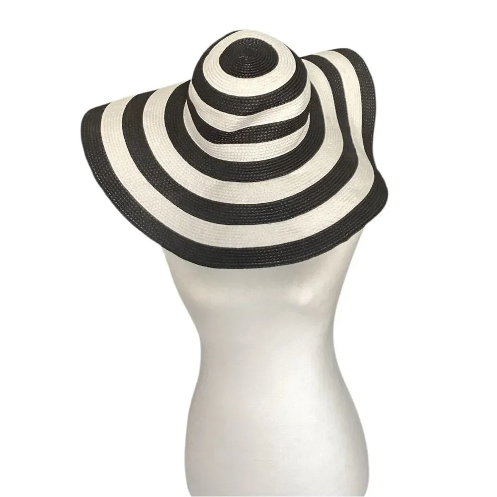 Black and White Striped Women's Sun Hat